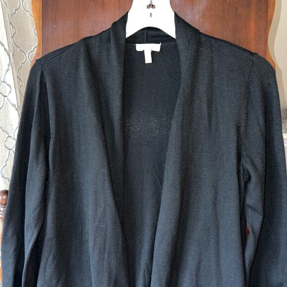 EUC Ella Moss Knit Cardigan Sweater Black Womens Sz Small Long Open Front - Picture 2 of 9